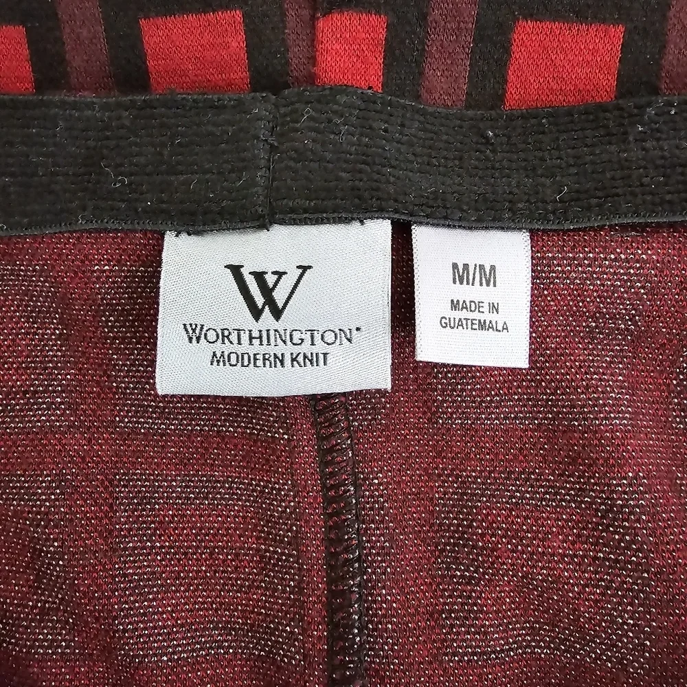 Worthington Classic Checker Geometric Stretch Elastic Pull On Knee Length Skirt